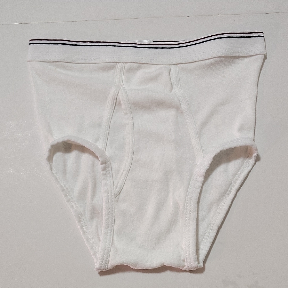 White Men's Briefs with Black/Red Stripe Waistband Size 30